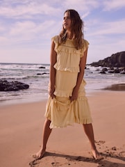Mint Velvet Yellow Ruffle Midi Dress - Image 2 of 5