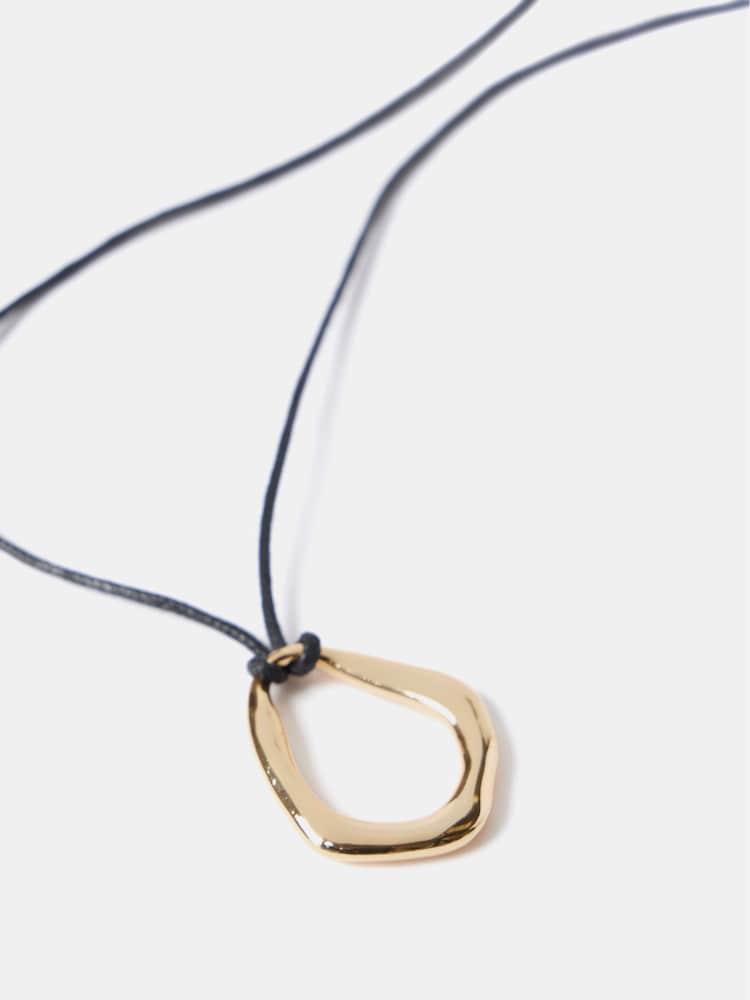 Mint Velvet Gold Tone Leather Necklace - Image 2 of 3 Mint Velvet Gold Tone Leather Necklace - Image 2 of 3