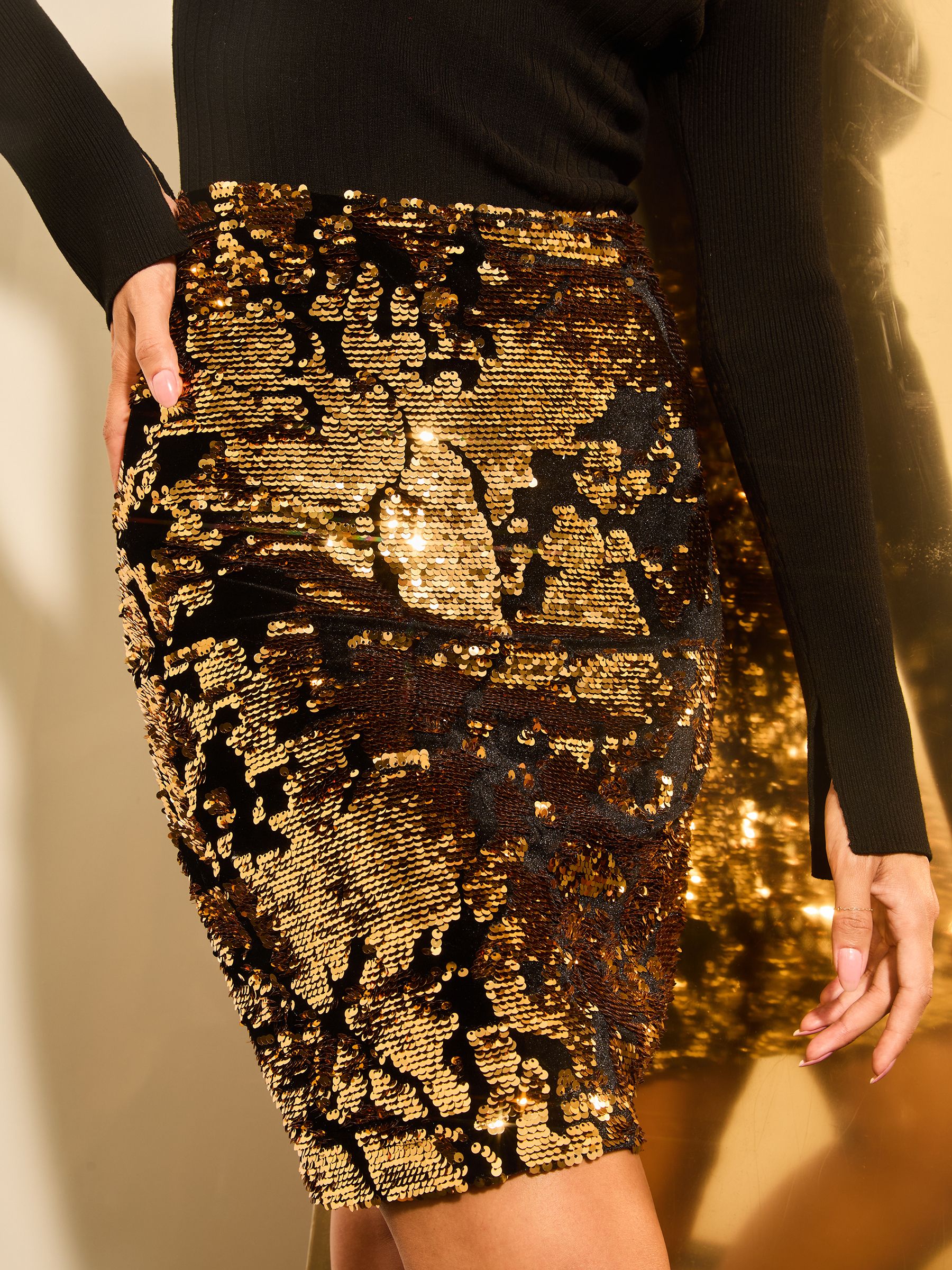 Sequin skirt knit dress on sale