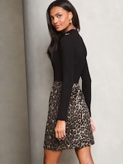 Lipsy Animal Ribbed Knitted Print 2 in 1 Dress - Image 4 of 4