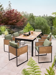 Sage Green Abel 6 to 8 Seater Rattan Garden Dining Table and Chairs Set - Image 2 of 10