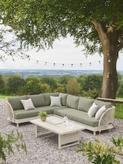 Green Boucle Genoa Outdoor Garden Corner Sofa and Table Set - Image 1 of 10