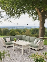 Green Boucle Genoa Outdoor Garden Corner Sofa and Table Set - Image 2 of 10