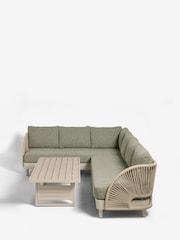 Green Boucle Genoa Outdoor Garden Corner Sofa and Table Set - Image 6 of 10