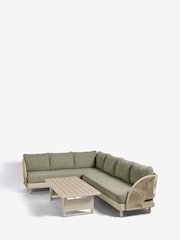 Green Boucle Genoa Outdoor Garden Corner Sofa and Table Set - Image 7 of 10