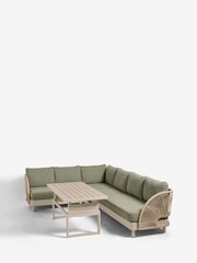 Green Boucle Genoa Outdoor Garden Corner Sofa and Table Set - Image 8 of 10