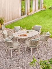 Green Boucle Genoa Extendable 6 Seater Dining Set - Image 1 of 10