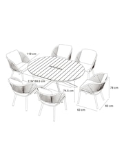 Green Boucle Genoa Extendable 6 Seater Dining Set - Image 3 of 10