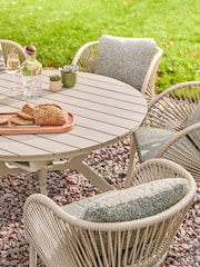 Green Boucle Genoa Extendable 6 Seater Dining Set - Image 5 of 10
