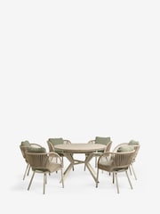 Green Boucle Genoa Extendable 6 Seater Dining Set - Image 6 of 10