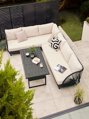 Natural Boucle Genoa Outdoor Garden Corner Sofa and Table Set - Image 1 of 9