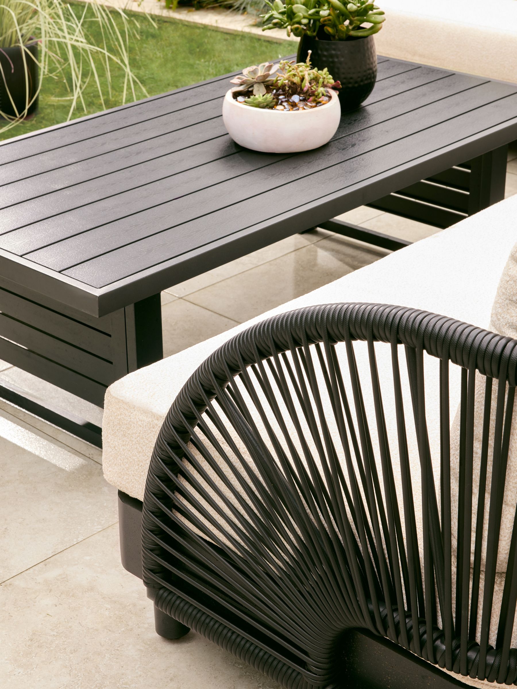 Buy Natural Boucle Genoa Outdoor Garden Corner Sofa and Table Set from ...