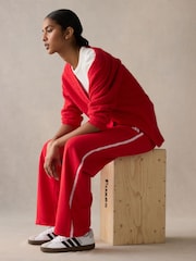 adidas Red Colourblock Joggers - Image 4 of 6