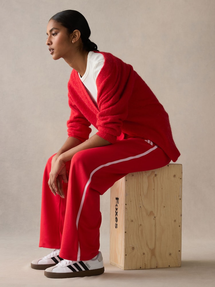adidas Red Colourblock Joggers - Image 4 of 6