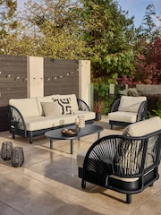 Natural Boucle Genoa 5 Seater Garden Sofa Chairs and Table Lounge Set - Image 1 of 8