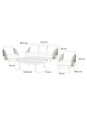 Natural Boucle Genoa 5 Seater Garden Sofa Chairs and Table Lounge Set - Image 3 of 8
