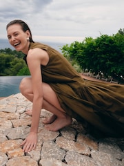 Jigsaw Brown Sleeveless Cotton Maxi Dress - Image 6 of 8