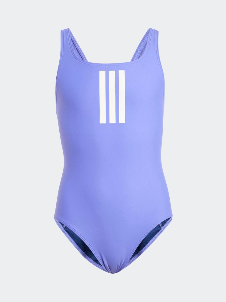 adidas Blue 3 Stripe Swimsuit - Image 1 of 5