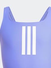 adidas Blue 3 Stripe Swimsuit - Image 3 of 5