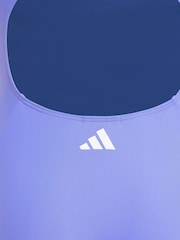 adidas Blue 3 Stripe Swimsuit - Image 4 of 5
