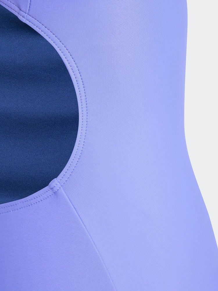 adidas Blue 3 Stripe Swimsuit - Image 5 of 5
