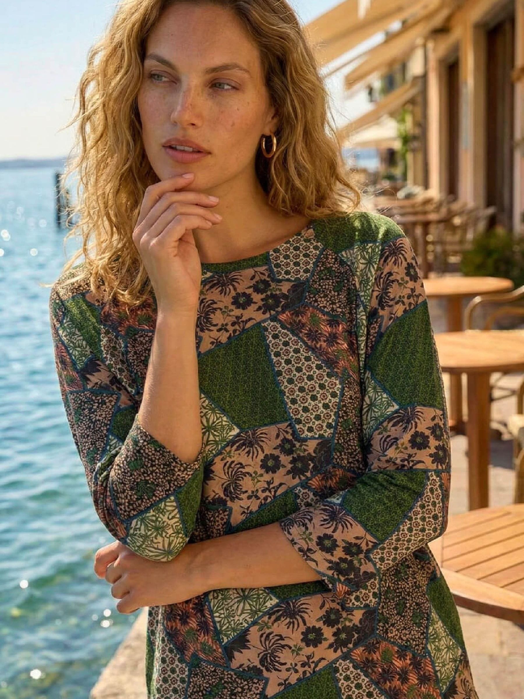 Buy Roman Green Floral Patchwork Stretch Top from Next USA