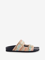 Hush Natural Raffia Buckle Footbed Sandals - Image 2 of 3