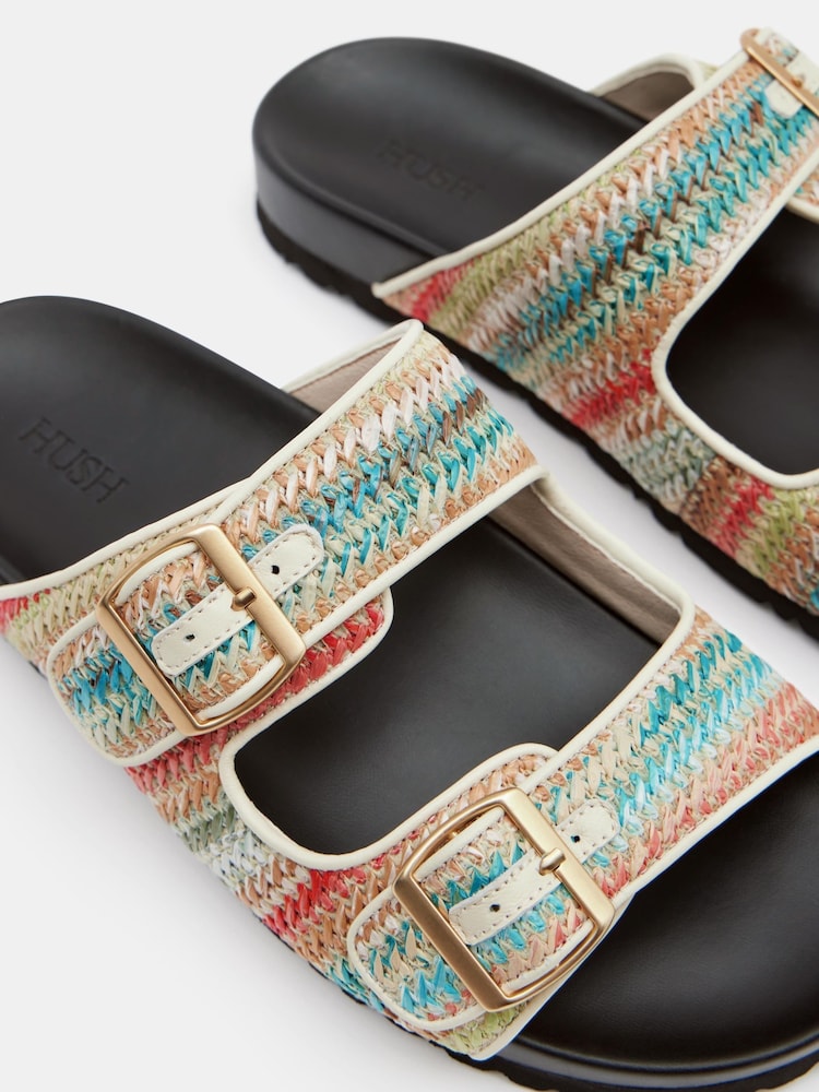 Hush Natural Raffia Buckle Footbed Sandals - Image 3 of 3