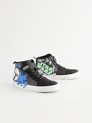 Black Star Wars Elastic Lace High Top Trainers - Image 1 of 7