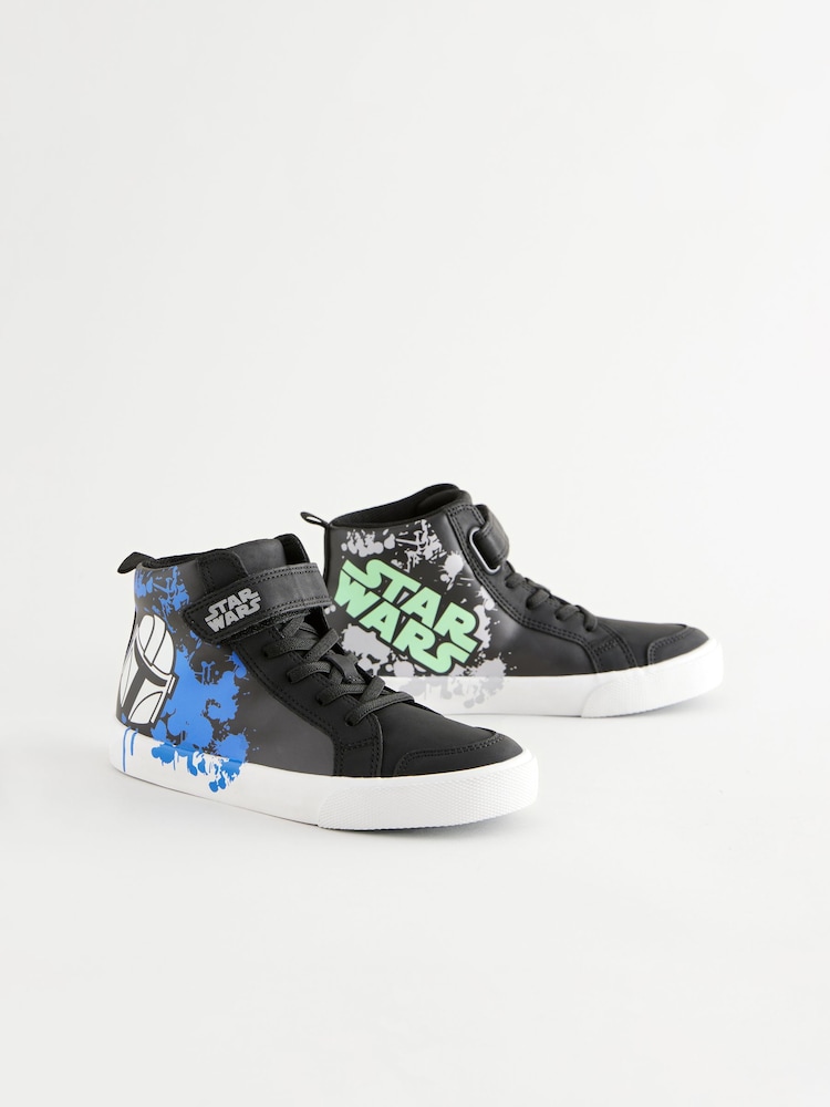 Black Star Wars Elastic Lace High Top Trainers - Image 1 of 7