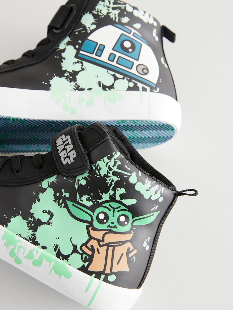Noir - Star Wars - Baskets hautes à lacets élastiques - Image 5 of 7
