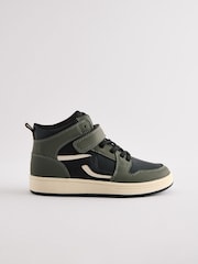 Khaki Green Elastic Lace High Top Trainers - Image 1 of 5
