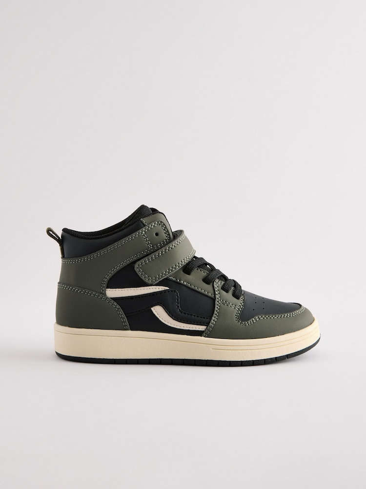 Khaki Green Elastic Lace High Top Trainers - Image 1 of 5