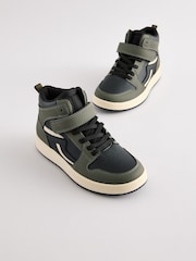 Khaki Green Elastic Lace High Top Trainers - Image 2 of 5