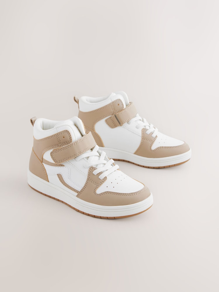 Neutral Elastic Lace High Top Trainers - Image 1 of 6