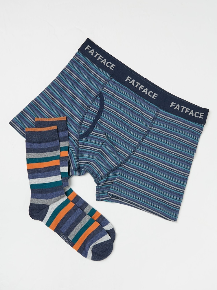 FatFace Navy Multi Socks and Boxers Set - Image 1 of 2