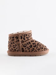 Animal Print Faux Fur Lined Water Repellent Pull-On Suede Boots - Image 2 of 5