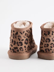 Animal Print Faux Fur Lined Water Repellent Pull-On Suede Boots - Image 3 of 5