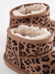 Animal Print Faux Fur Lined Water Repellent Pull-On Suede Boots - Image 5 of 5
