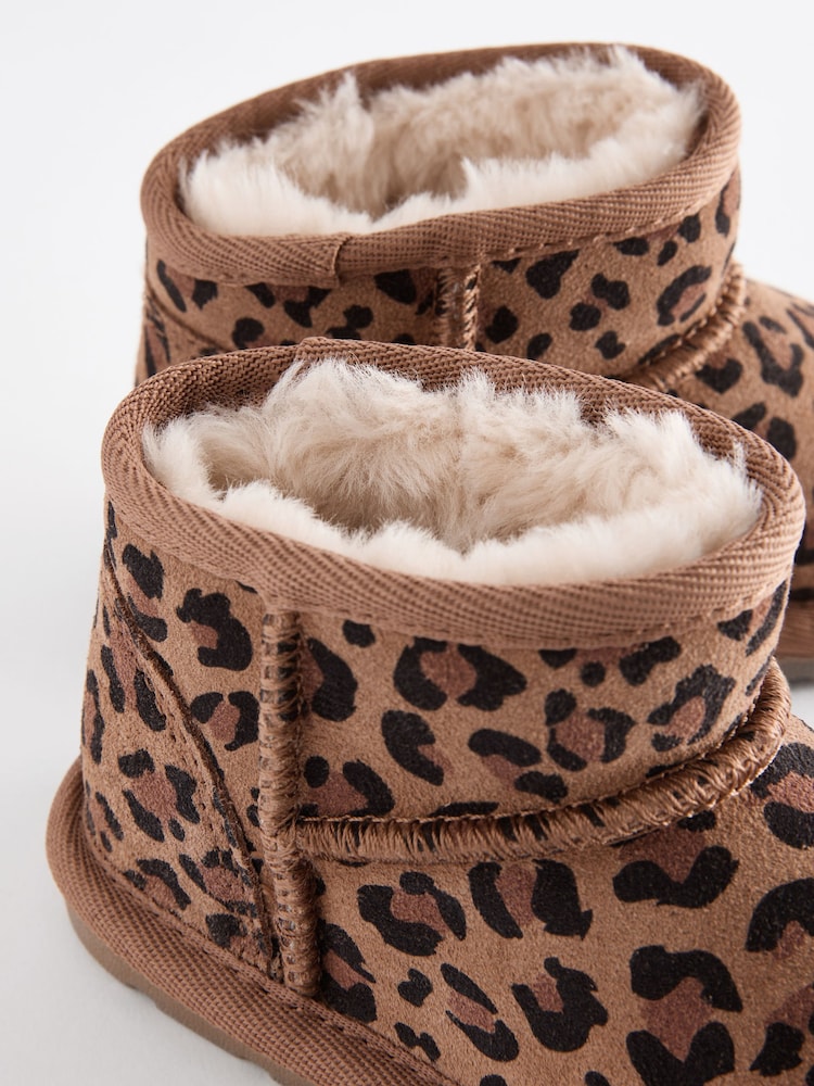 Animal Print Faux Fur Lined Water Repellent Pull-On Suede Boots - Image 5 of 5