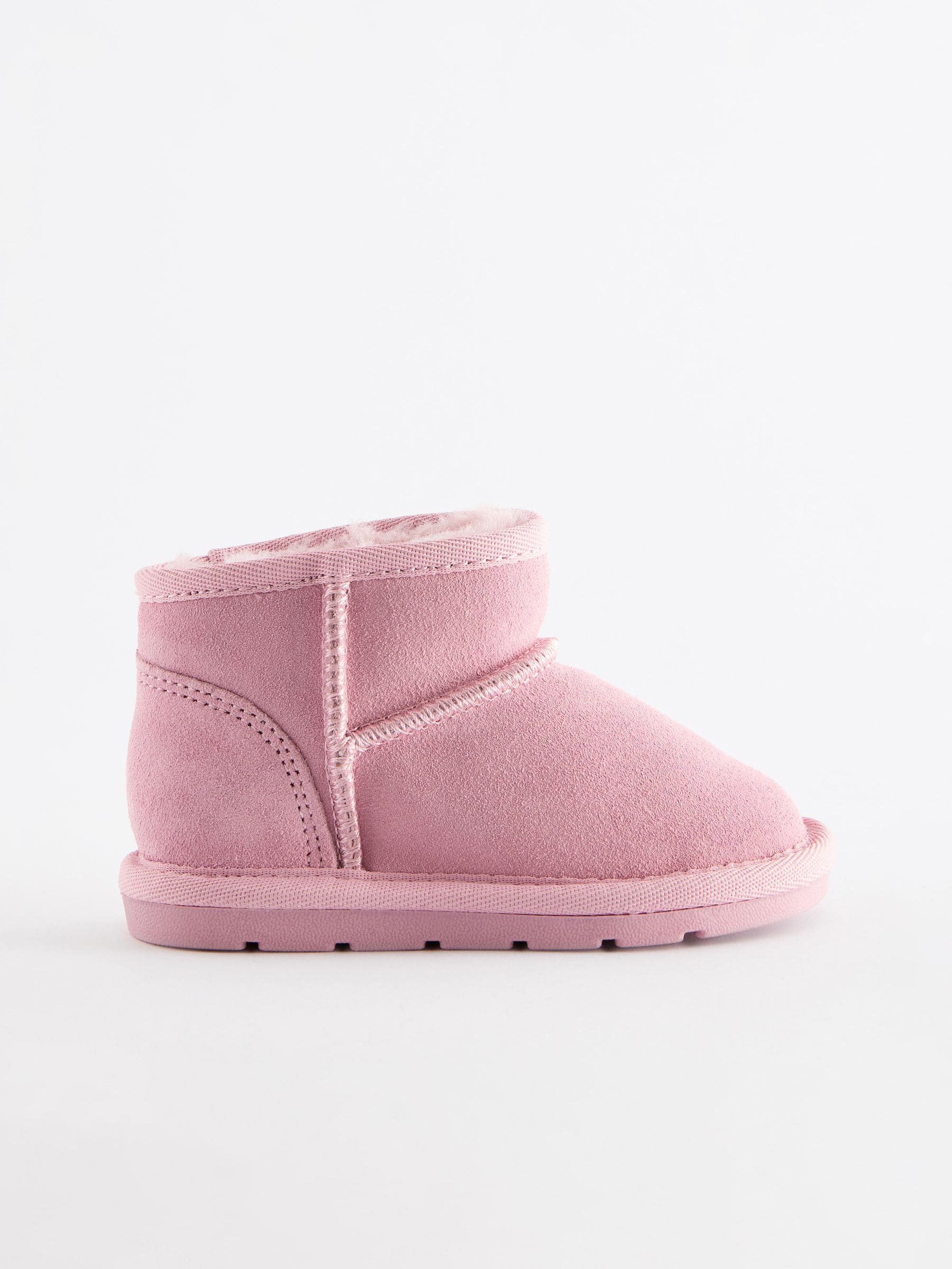 Buy Pink Mini Faux Fur Lined Water Repellent Pull On Suede Boots from Next Oman