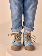 Denim Blue Print Chunky Boots - Image 2 of 8