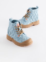 Denim Blue Print Chunky Boots - Image 4 of 8