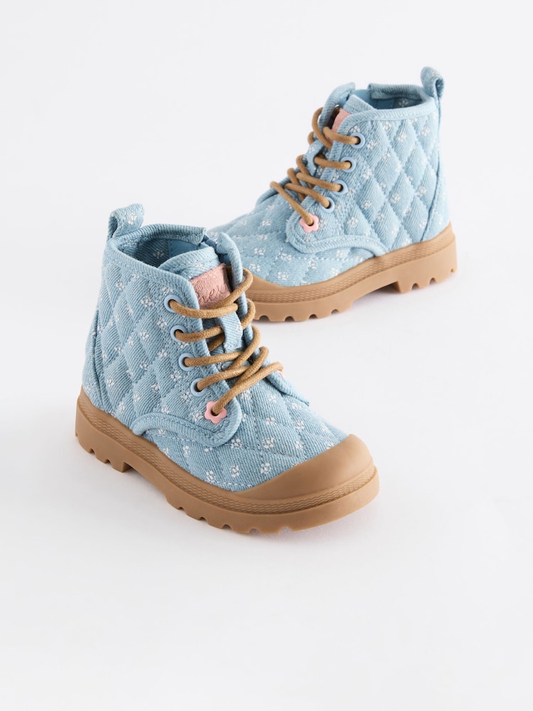 Denim Blue Print Chunky Boots - Image 4 of 8