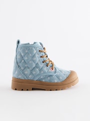 Denim Blue Print Chunky Boots - Image 5 of 8