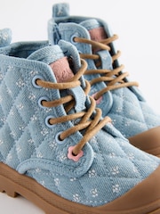 Denim Blue Print Chunky Boots - Image 7 of 8