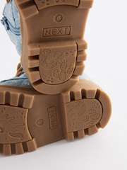 Denim Blue Print Chunky Boots - Image 8 of 8