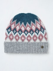 FatFace Teal Green Frankie Fairisle Pattern Hat - Image 1 of 2