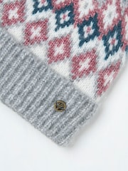FatFace Teal Green Frankie Fairisle Pattern Hat - Image 2 of 2