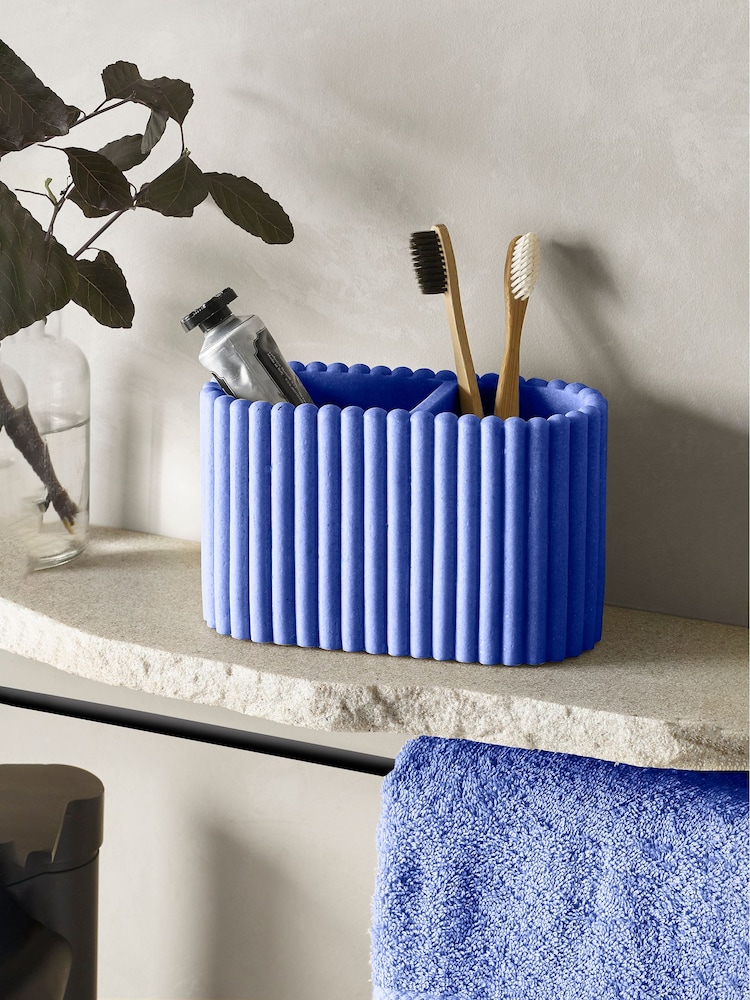 Cobalt Blue Rib Toothbrush Holder - Image 1 of 3